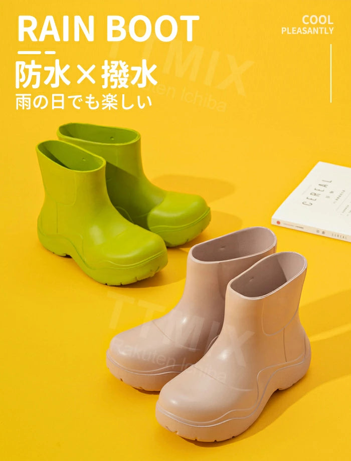 レインブーツ ゴム ショット ハイヒール 雨靴 メンズ レディース ジュニア 梅雨 ユニセックス 韓流 滑り止め 防水 蒸れにくい 歩きやすい 履きやすい おしゃれ ラバー